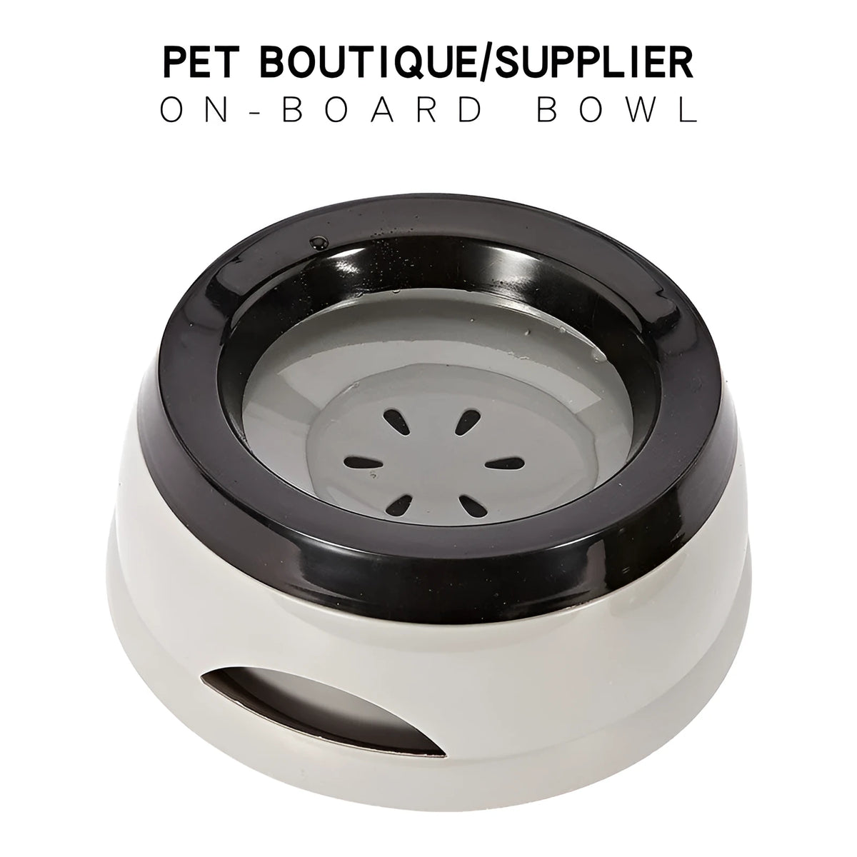 Grey floating anti-spill pet water bowl with 750ml capacity for dogs and cats
