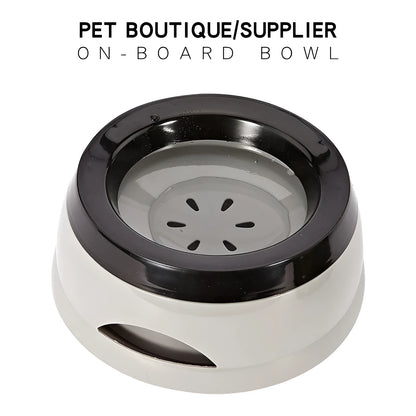Grey floating anti-spill pet water bowl with 750ml capacity for dogs and cats