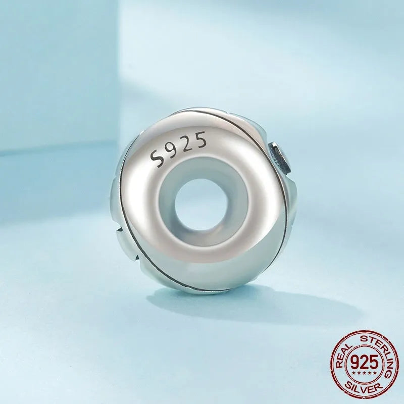 S925 sterling silver silicone positioning spacer bead, 1.0 x 0.4cm, 0.45cm aperture, pearlescent SCC3119