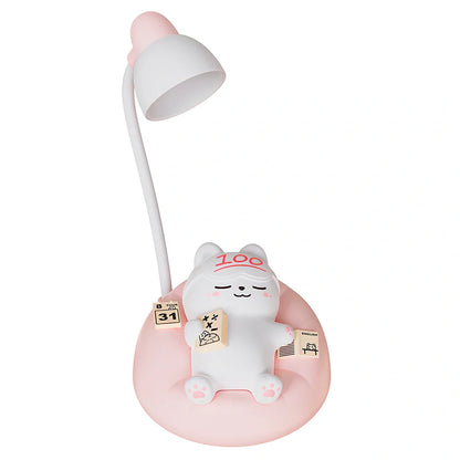 Sleeping cat shaped night lamp measuring 84x84x152mm with USB charging port and soft LED lighting