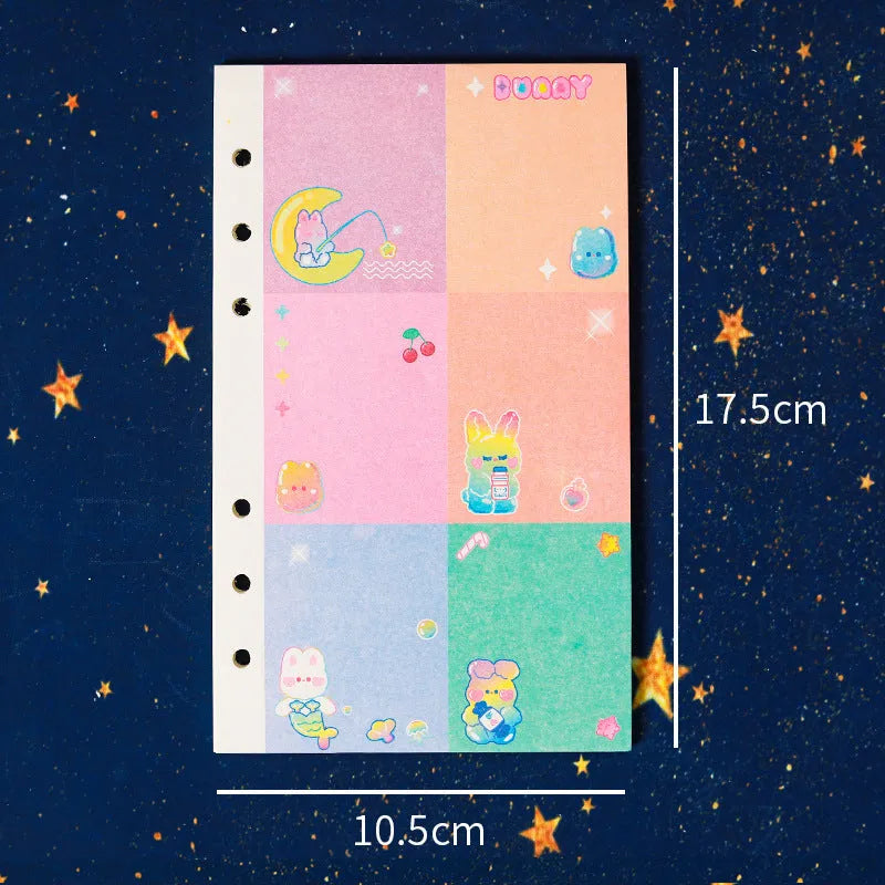 A6 student loose leaf ledger with decorative cover showing bear design and 6-hole binding