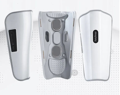 White electronic pulse calf massager with acupoint massage and infrared physiotherapy functions