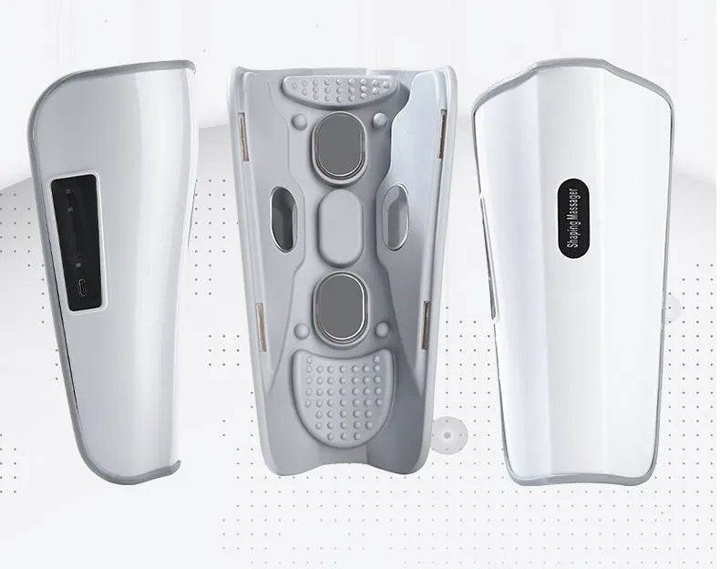 Pulse calf massager leg massager with acupoint massage featuring infrared physiotherapy, 15 massage modes across five programmes, heating vibration electrotherapy pulse, USB Type-C powered with 800mAh battery capacity in white colour