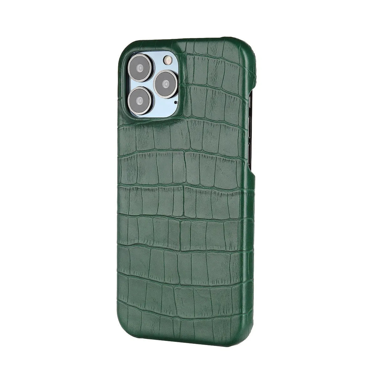 Leather grain oil edge iPhone cover in PC and PU leather, available in black, green, blue and yellow