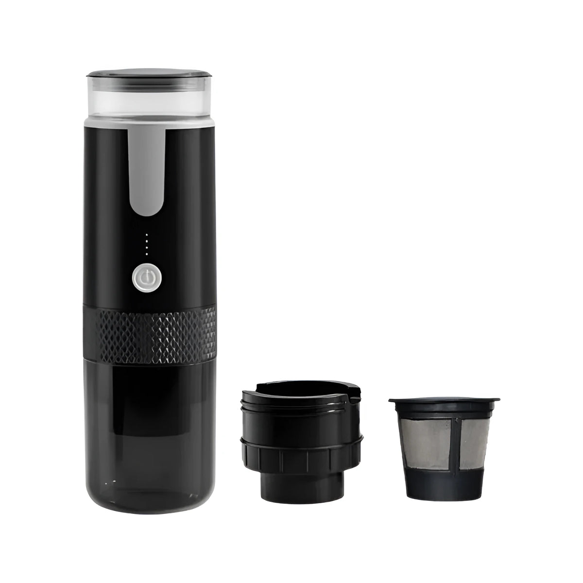 Black wireless portable capsule coffee machine for K Cups with car charger compatibility