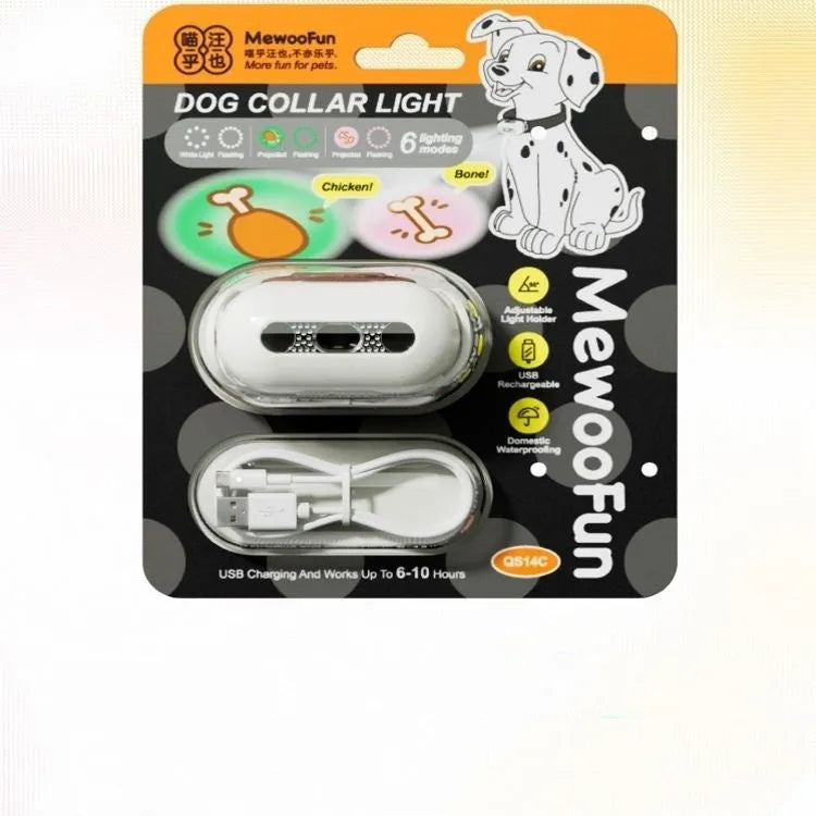 Rechargeable LED dog luminous collar with hanging lamp ring in four colour options