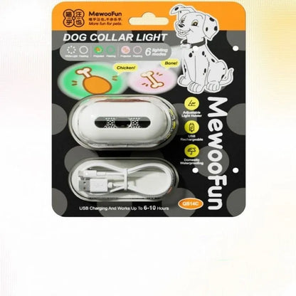 Rechargeable LED dog luminous collar with hanging lamp ring in four colour options