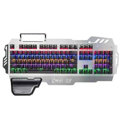 Silver metal gaming keyboard wrist rest with integrated wrist splint showing 55cm length