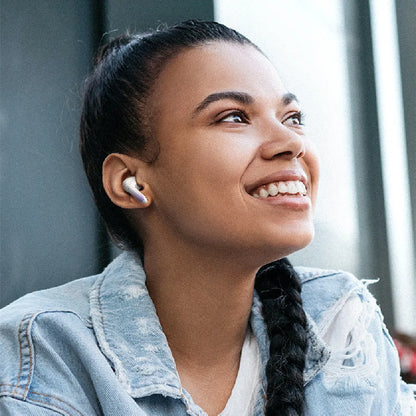 Wireless in-ear Bluetooth gaming headset in gradient blue colour with compact design
