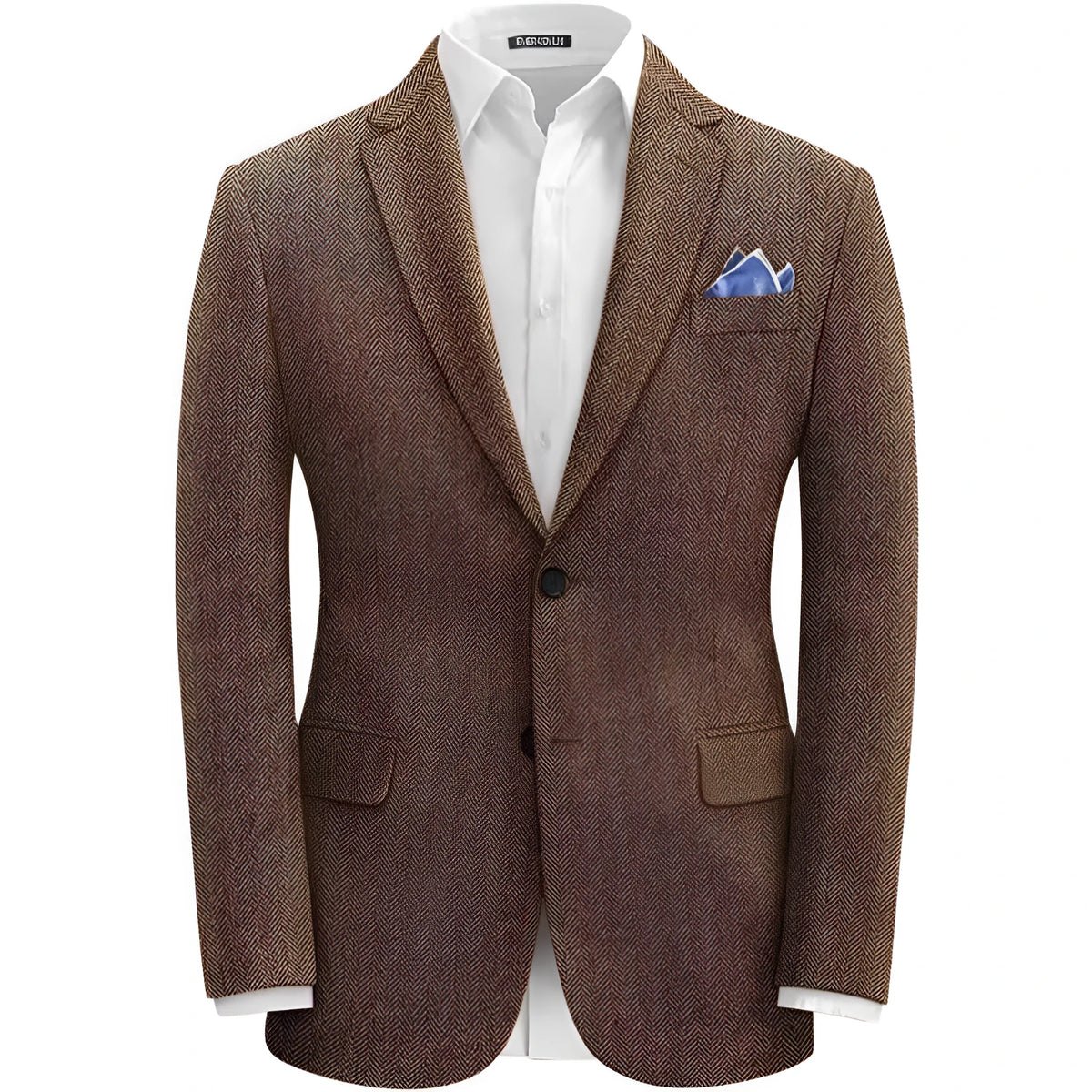Men's single-breasted herringbone suit jacket, slim fit, brown or grey, sizes XS to 6XL