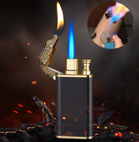 Sleek flame lighter with captivating marine-inspired designs, featuring a powerful dual-flame system for versatile outdoor use