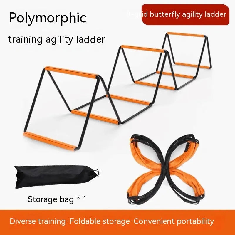 Plastic butterfly agility ladder laid flat for youth fitness and coordination training.