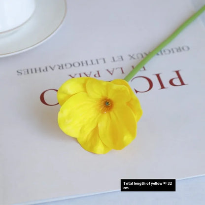 Pack of 15 mini artificial poppy flowers in assorted colours including purple, pink, yellow and red.