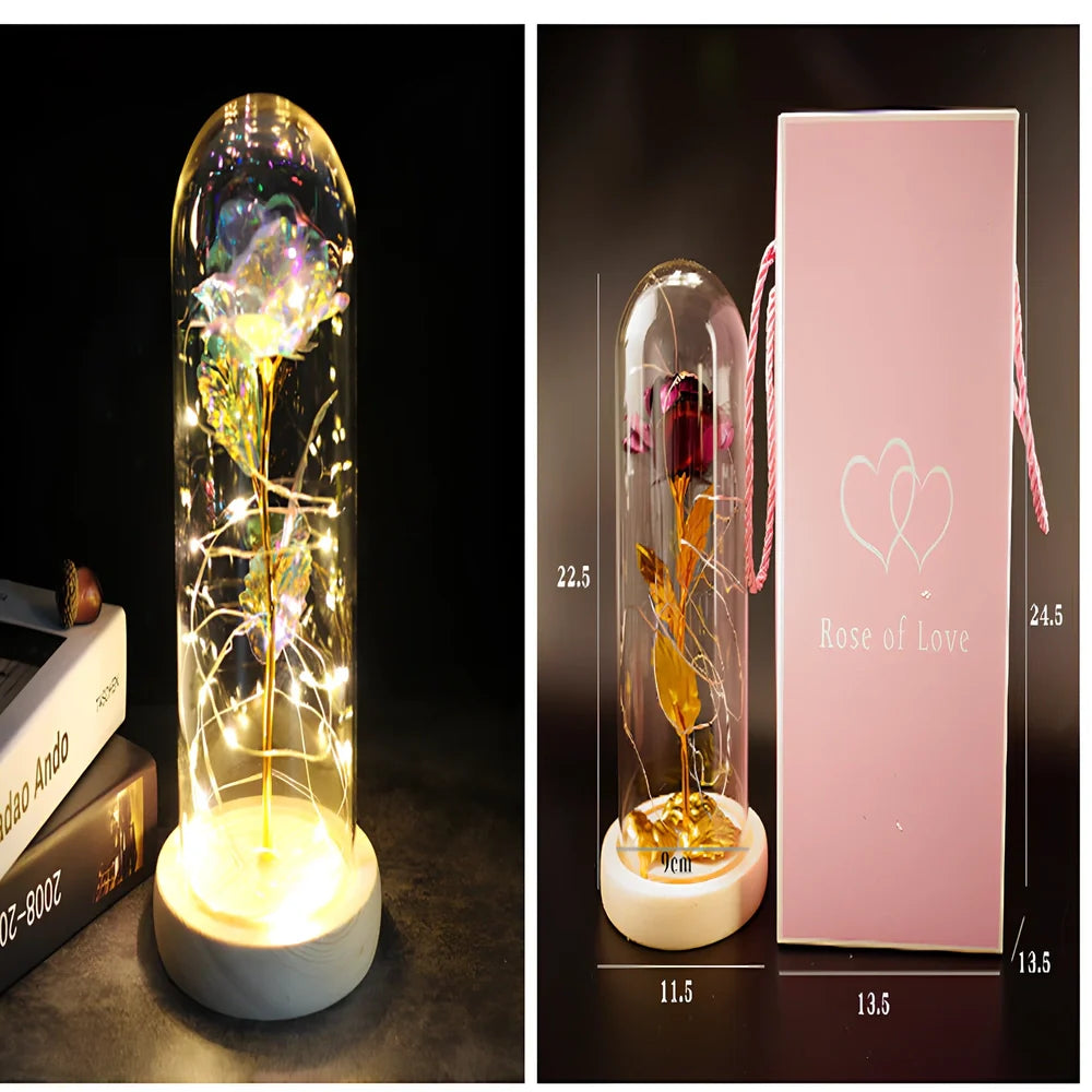 Little Prince Rose Glass Cover with 20cm diameter dome protecting plastic flower arrangement