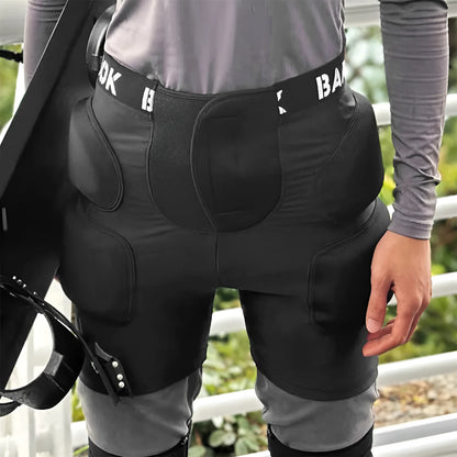 Black skateboarding hip protection pads made from spandex fabric with NBR foam padding