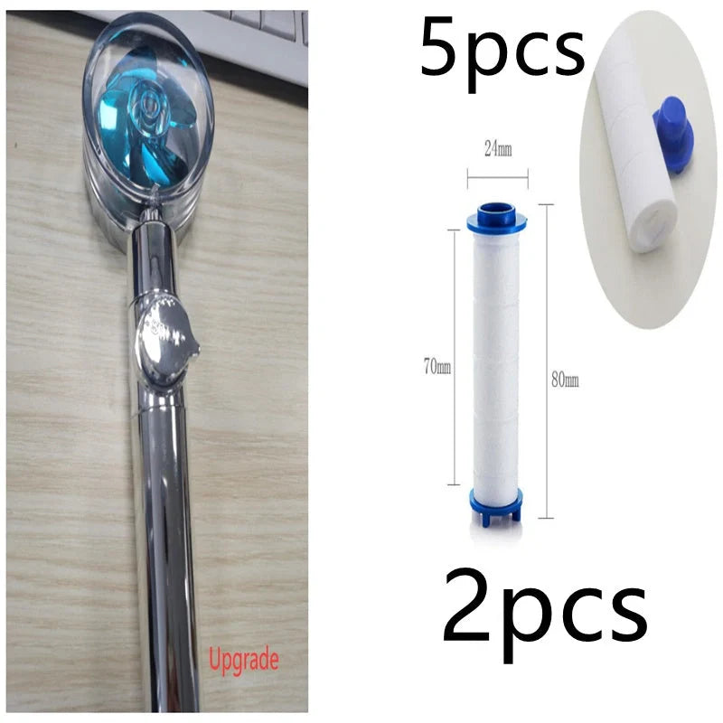 Turbo Propeller Shower Head with 360° fan extension and holder for a luxurious shower experience