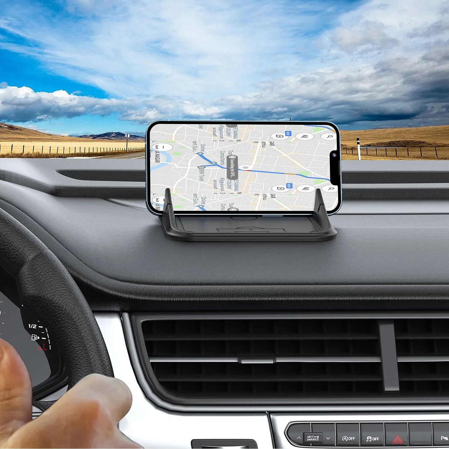 Silicone automobile phone holder with adhesive dashboard mount in X5 colour