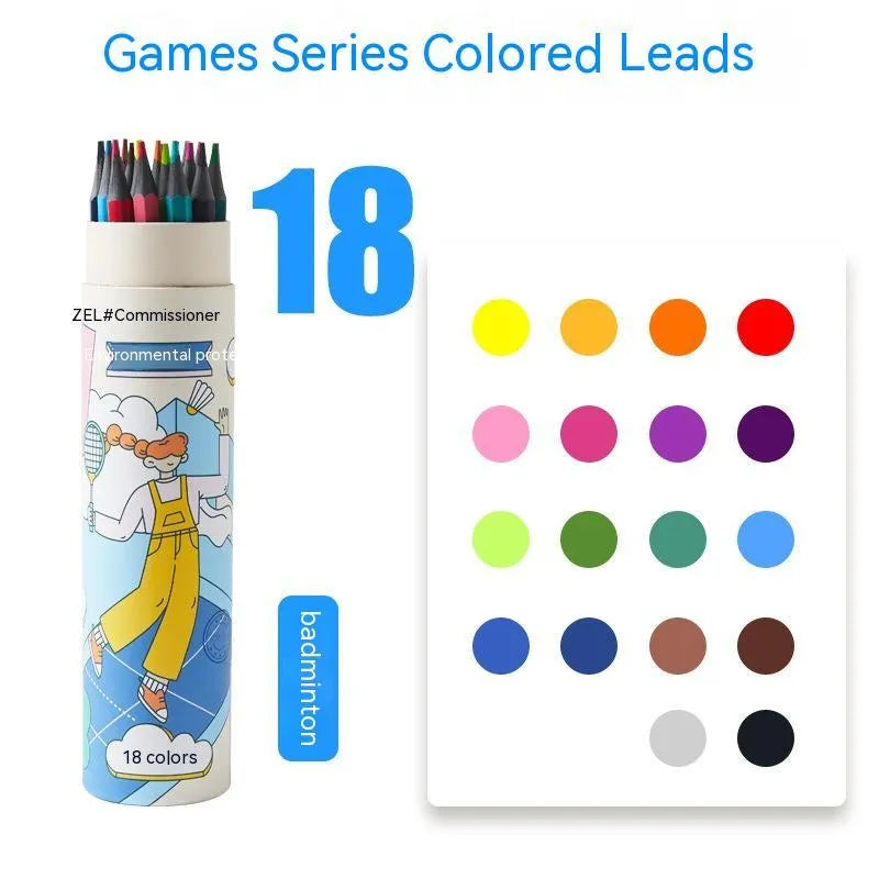 Zhenglin sports theme colour pencils in 24 or 36 colour sets with paper barrels