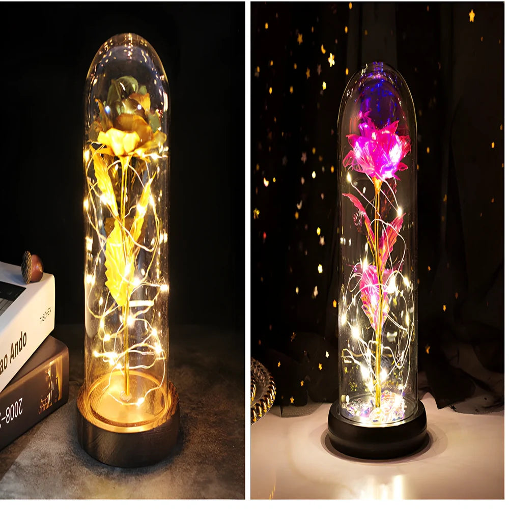 Little Prince Rose Glass Cover with 20cm diameter dome protecting plastic flower arrangement