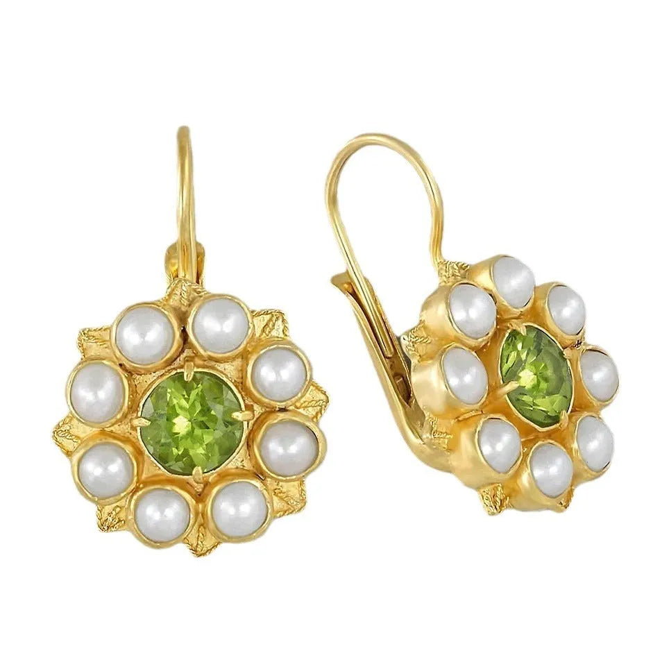 Women's retro golden flower fashion earrings with electroplated gold colour finish