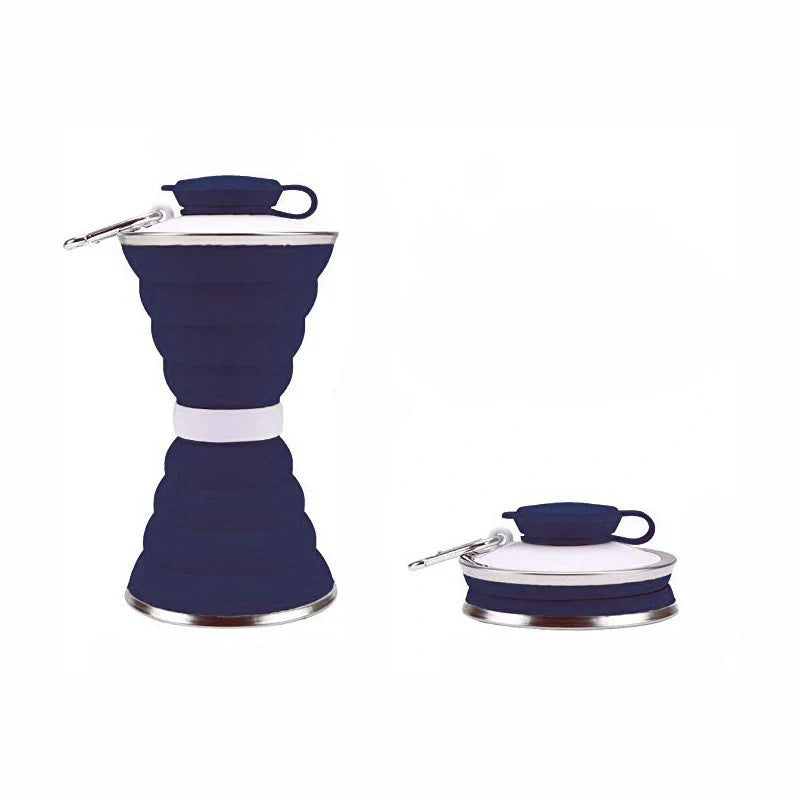 500ml foldable silicone water bottle in various colors, showcasing its compact and leak-proof design