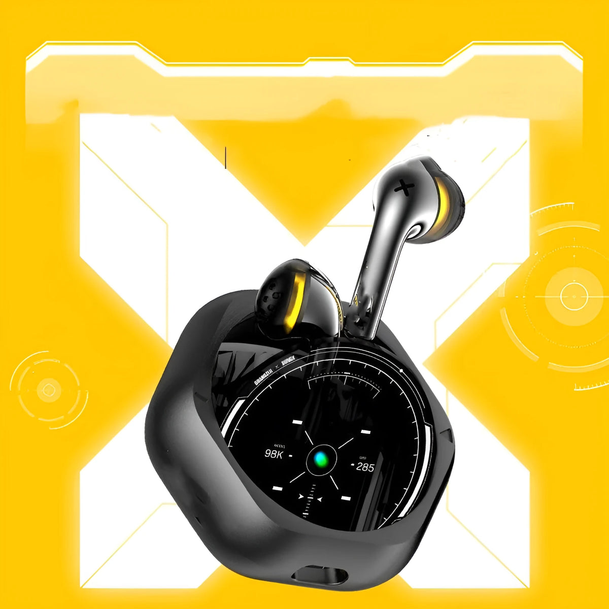 Black TWS true wireless Bluetooth headset with 13mm moving coil, IPX4 waterproof, Type-C and wireless charging bay