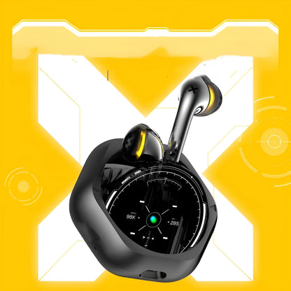 Black TWS true wireless Bluetooth headset with 13mm moving coil, IPX4 waterproof, Type-C and wireless charging bay