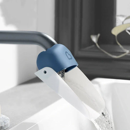 Children's Baby Faucet Extender Wash Station in blue and red, promoting independent handwashing