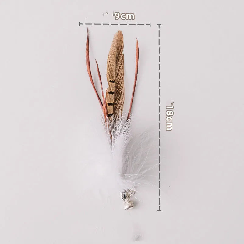 Detachable sucker cat stick with feather attachment, PVC rod and steel wire in picture colour