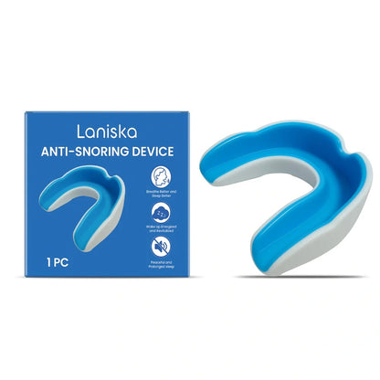 Medical-grade silicone anti-snoring device showing nasal placement for breathing support