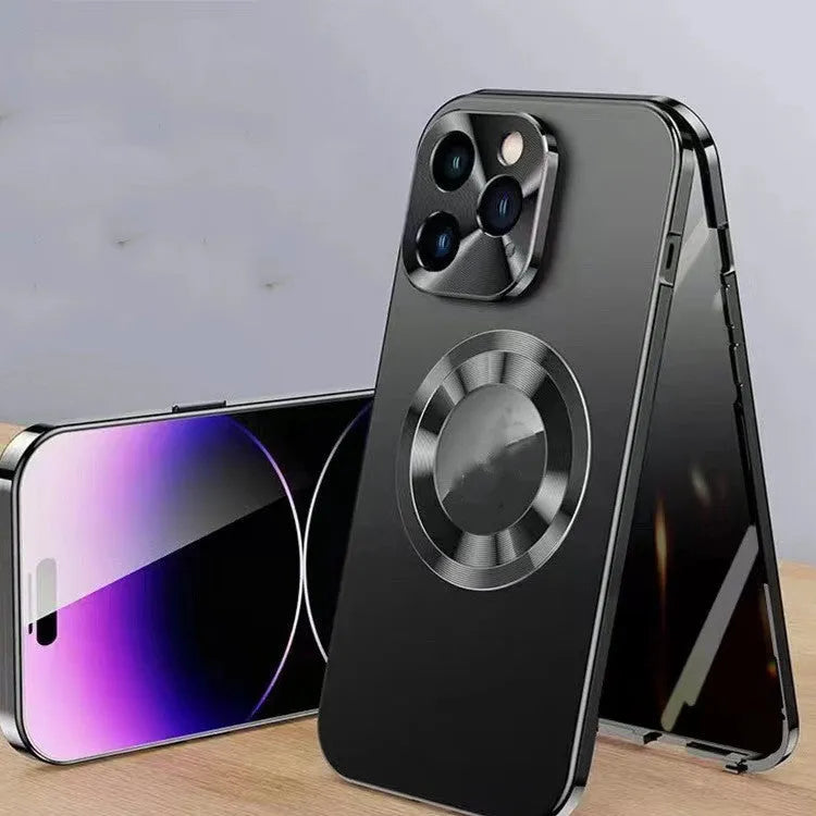 Magnetic iPhone case with metal clip in black, blue, gold, purple or silver colours