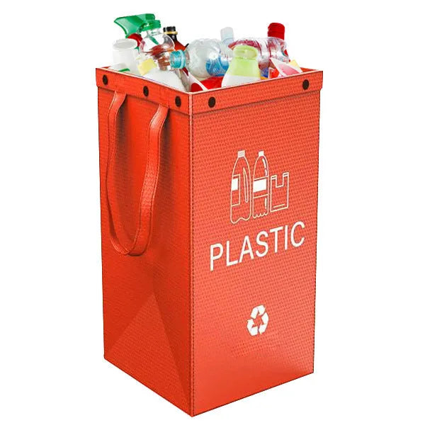 40-litre polypropylene rubbish bag showing 30x50x30cm dimensions and colour options including blue, green, and grey variations