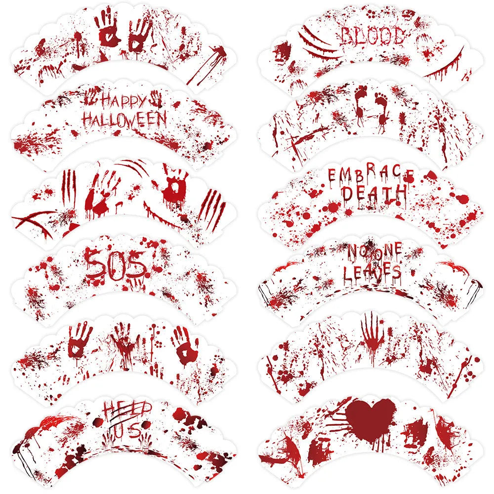 Halloween cake border with red hand design for cupcake decoration