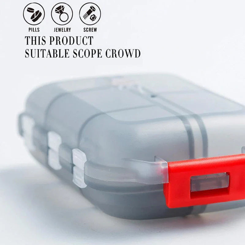 10-Grid Moisture-Proof Travel Pill Organizer in various colors