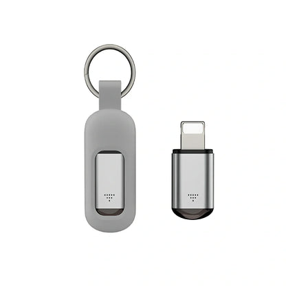 Black mobile phone infrared remote control learning device measuring 42mm by 14mm by 8mm with smartphone connection