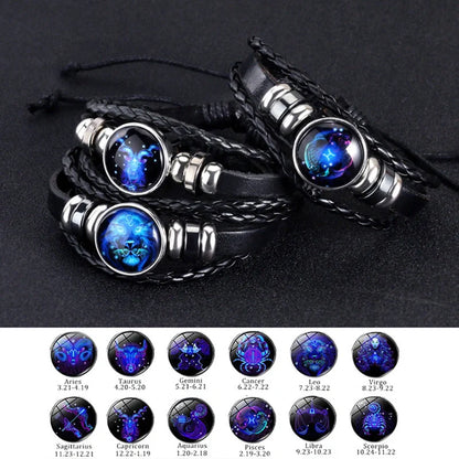 12 Constellations Luminous Bracelet glowing in the dark with zodiac designs