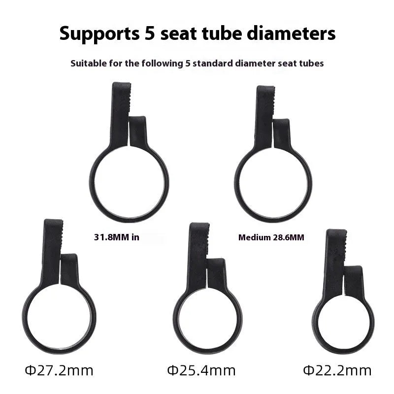Plastic bicycle seatpost taillight bracket with anti-theft feature in red or yellow