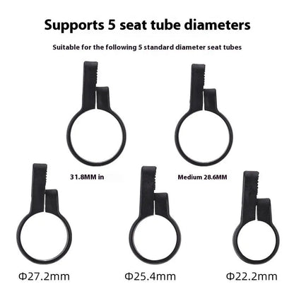 Plastic bicycle seatpost taillight bracket with anti-theft feature in red or yellow