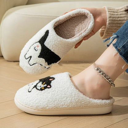 Cozy cotton slippers with cute patterns, plush interior, and non-slip sole for comfortable indoor and outdoor wear