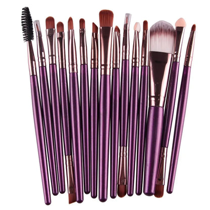 MAANGE 18-piece make-up and brush set with fan-shaped tools for blending and application