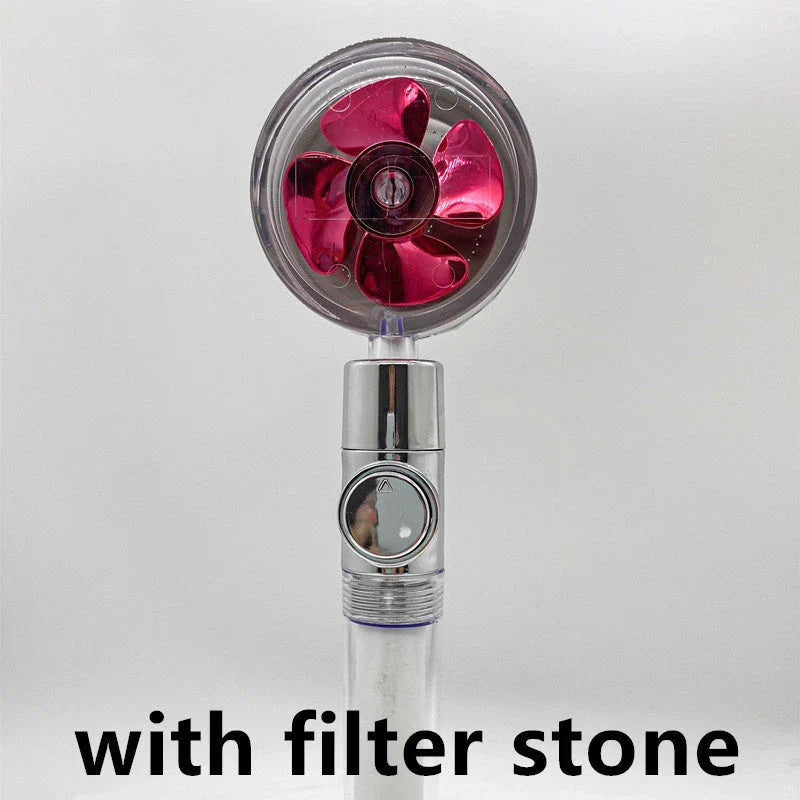 360° Rotating Shower Head with Built-In Fan - Premium ABS Plastic Construction, Water-Saving High-Pressure Spray