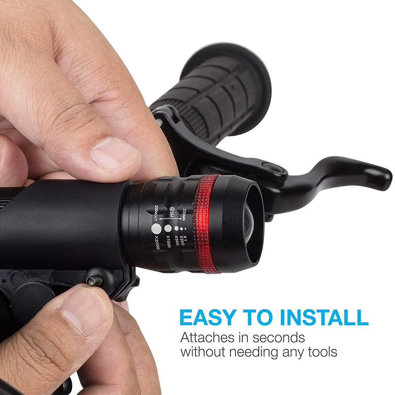 Bicycle headlights and taillights set with bracket: Includes mounting hardware for handlebars and seatpost, offering 300 lumens of white front light and 5-lumen red rear light for enhanced visibility.