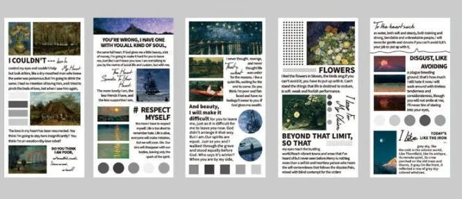 Pack of 20 rectangular paper stickers featuring famous landscape painting artworks.