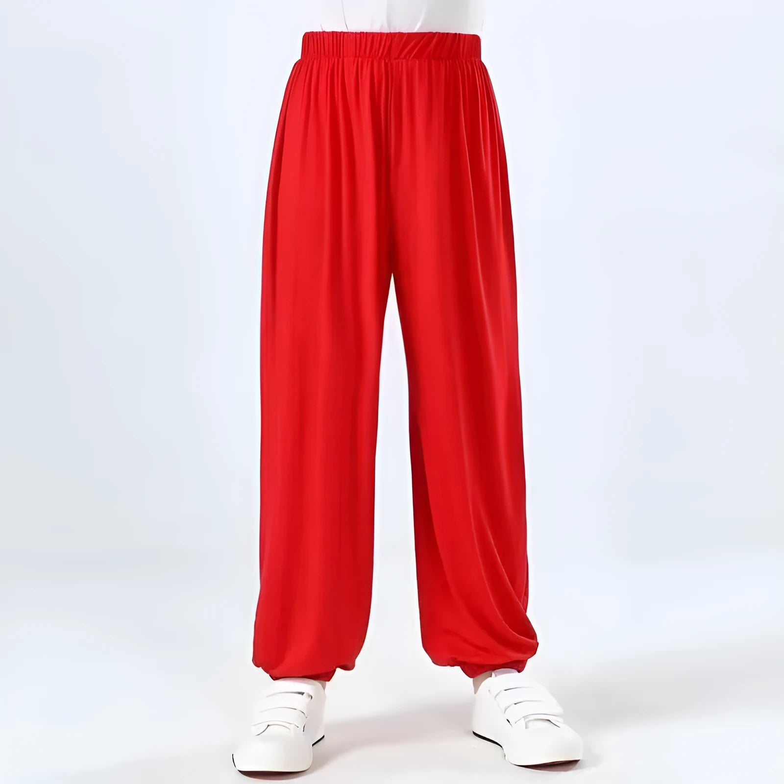 Children's high elasticity Sanda practice pants in Lycra fabric available in black, red or white