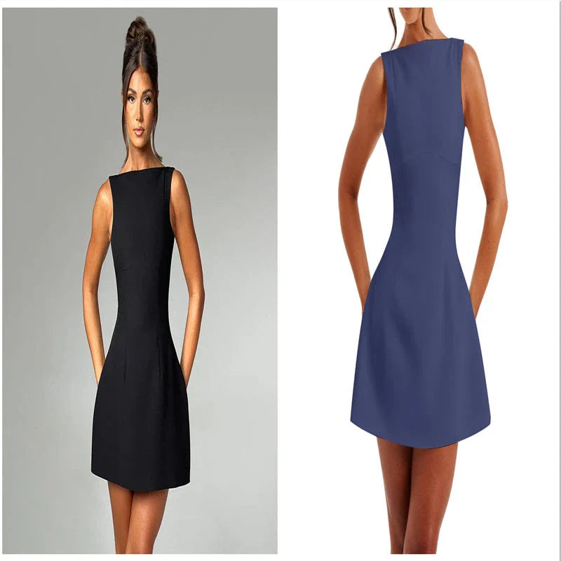 Alluring backless mini dress in sleek and stylish summer designs with a figure-flattering fit and range of chic color options