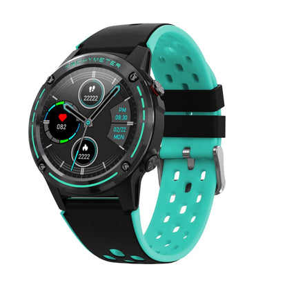 GPS smart sports watch with silicone strap in multiple colours on a wrist.