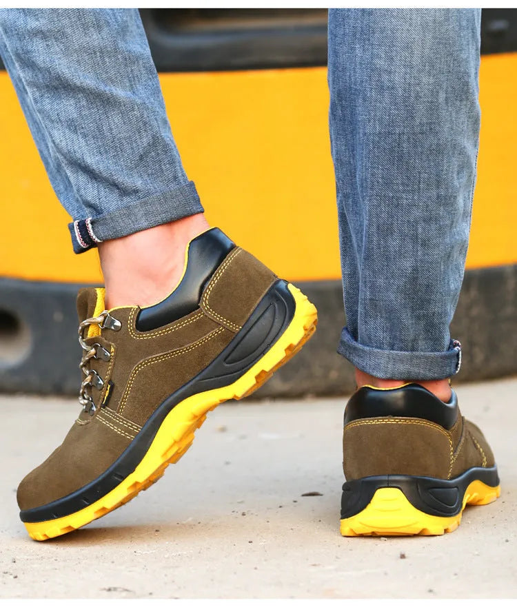 Leather Steel Toe Safety Shoes with Anti-Puncture Sole for Men and Women: 200J Impact Protection and Slip-Resistant Outsole for All-Day Wear