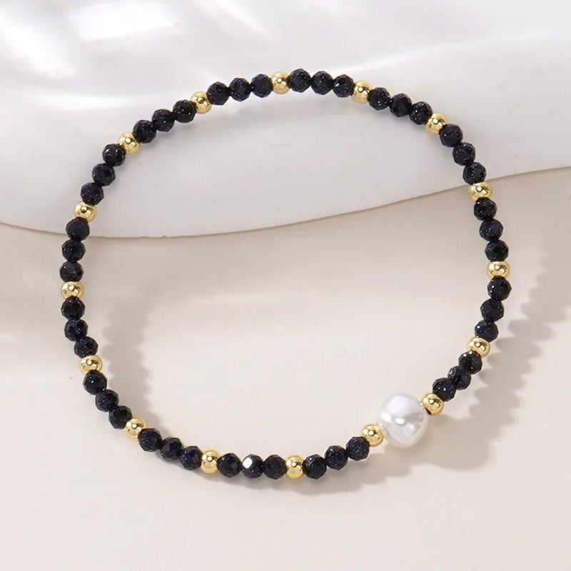 Unisex natural stone bracelet with geometric ellipse design, advanced style personalised fashion accessory, all-match bracelet with colour options including BB24071801A to BB24071801O
