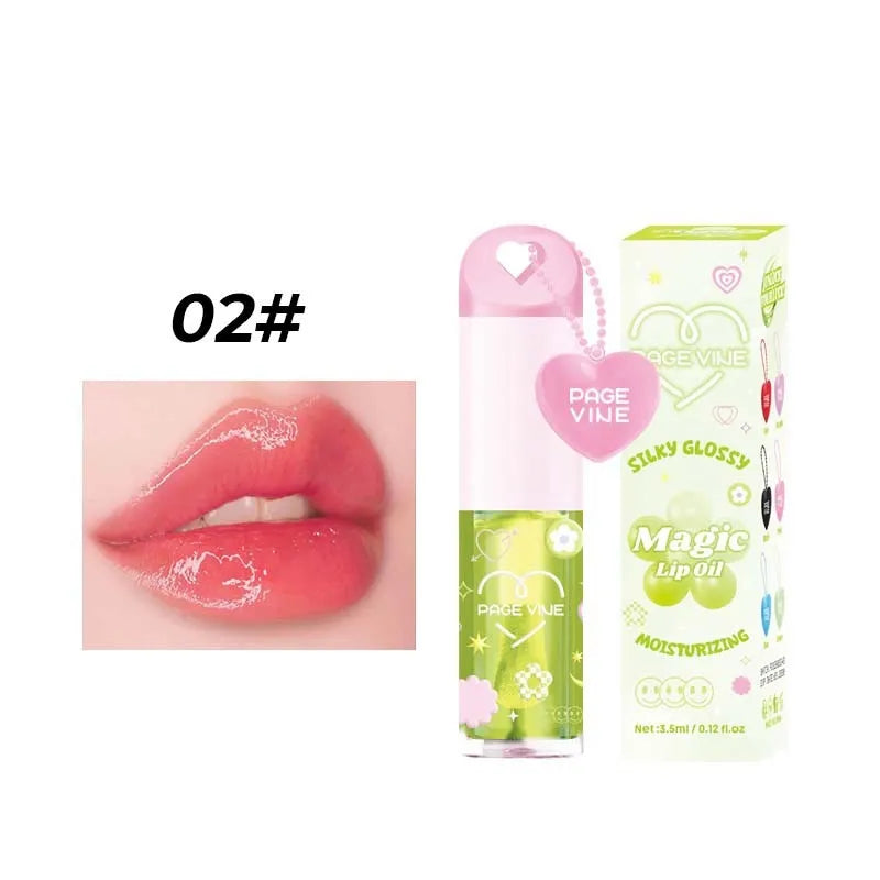 Colour-changing lip gloss with love pendant charm on applicator, from the Princess series.