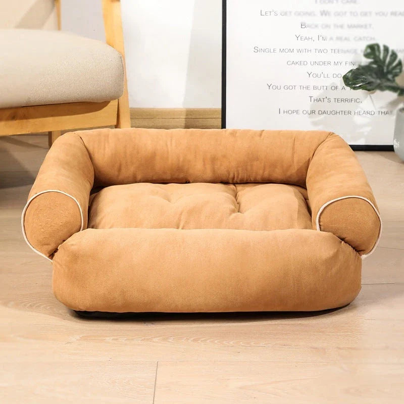 Cosy pet bed with plush fabric and high-elastic padding for cloud-like comfort and support
